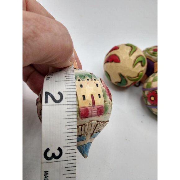 Jim Shore Hand-Painted Ceramic Christmas Ornaments Set Of 4 W/Festive Patterns - Picture 2 of 4